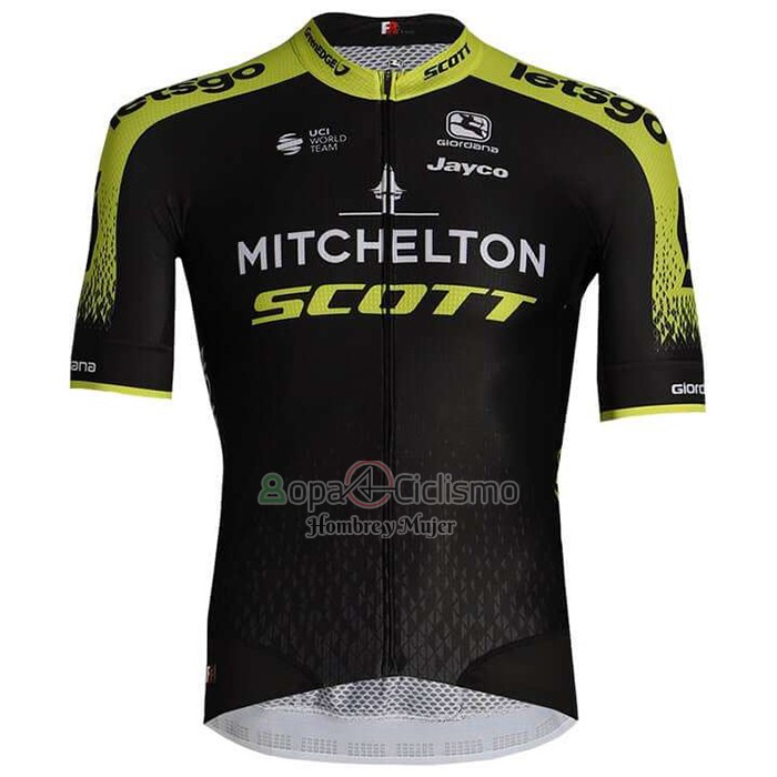 Mitchelton-scott Ropa Ciclismo Culotte Corto 2020 Mangas Cortas Negro AMarillo